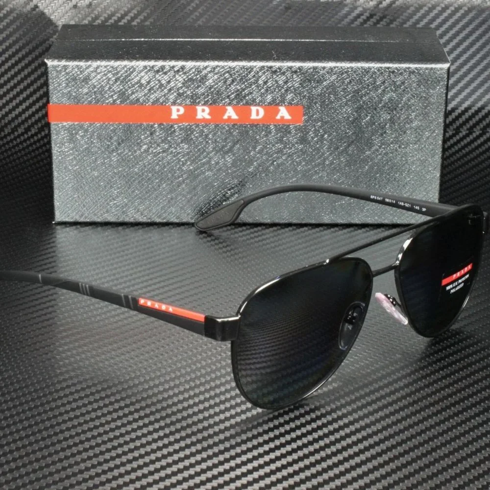 Prada Men's Black and Grey Polarized Sunglasses!